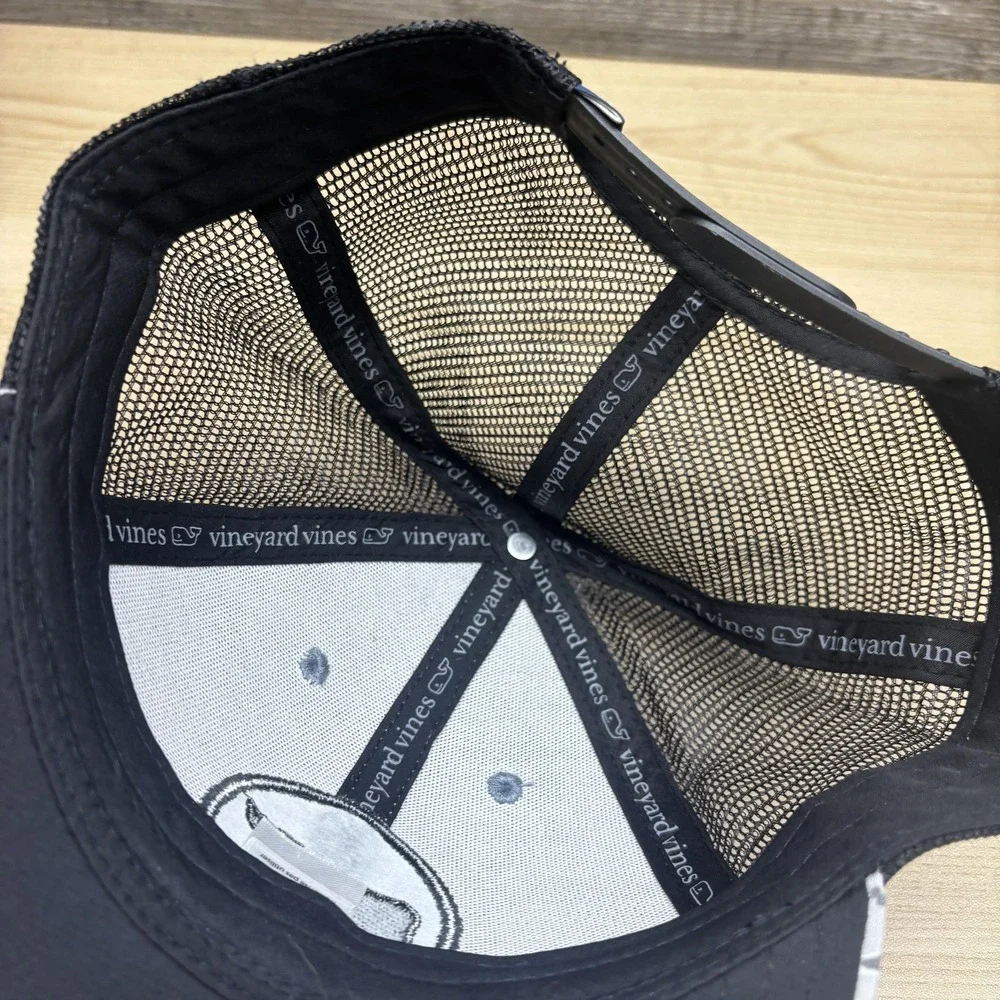 Vineyard Vines Hat Cap Snap Back‎ Black Gray Whale Logo Mesh Trucker Mens